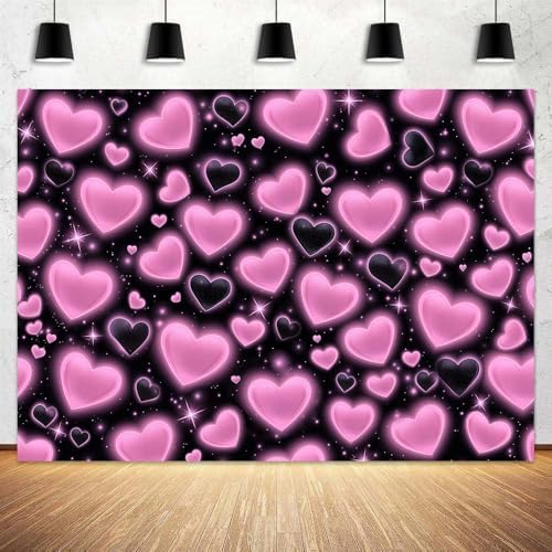 8X6FT Pink Heart Backdrop Birthday Party Decorations Photography Background Girls Baby Shower Banner Photo Booth Props Decor by Uokiuki