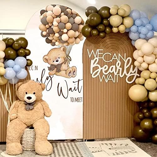 Teddy Bear Arch Backdrop 3x6.5ft We Can Bearly Wait to Meet You Arched Wall Covers Stretchy Background for Party Decorations Brown Baby Shower Decor Props NO-78 - Image 4