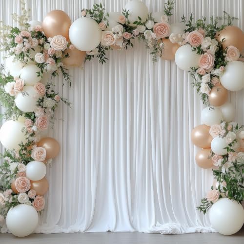 40x10FT White Backdrop Curtains for Wedding Parties, Wrinkle Free Photo Backdrop Curtains for Wedding Birthday Party Baby Shower, Fabric Drape with Rod Pockets 5ft x 10ft, 8 Panels - Image 6