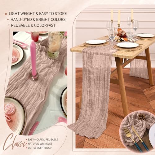 30 Pack Cheesecloth Table Runner 10FT Dusty Pink Table Runner Boho Gauze Cheese Cloth Table Runners Long Rustic Sheer Table Decorations for Wedding Party Baby Bridal Shower Birthday Holiday Home - Image 5
