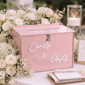 BreezeHug 14" Pink Acrylic Wedding Card Box with Lock & 3D Letters by Unknown