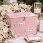 BreezeHug 14" Pink Acrylic Wedding Card Box with Lock & 3D Letters by Unknown