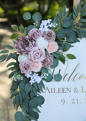 Artificial Dusty Rose Wedding Arch Flower Floral Swags Set of 2 - Image 4