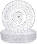 10 Pcs Round Plastic Serving Platters Bulk Clear Plastic Tray Acrylic Crystal Flan Plates Diamond Embossed Dinnerware for Party Food Cake Cookie Fruits Birthday Wedding Supplies(11.8 Inch) by Acellegic