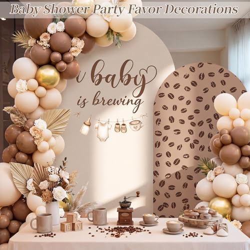 Moukeren a Baby is Brewing Arch Backdrop Cover 6ft and 7.2ft for Coffee Drink Themed Baby Shower Party Gender Reveal Birthday Party Banquet Photo Arches Background Decorations - Image 4