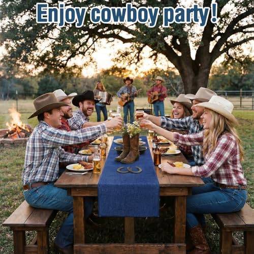 6 Pcs 72 x 13'' Blue Jean Baby Shower Table Runner Decorations - Image 4