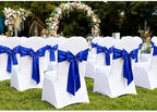 Royal Blue Satin Chair Sashes 50 Pack, Blue Chair Ribbons for Wedding Decor - Image 2