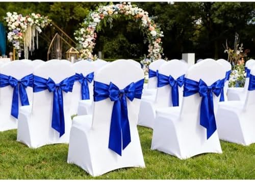 Royal Blue Satin Chair Sashes 50 Pack, Blue Chair Ribbons for Wedding Decor - Image 2