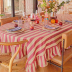 Tudomro Striped Tablecloth, Rectangle, Cedar Rose, Cream, 60'' X 120'' - Image 4