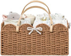 HBlife Baby Diaper Caddy, Paper Rope Storage Baskets Nursery Bin with Removable Divider, Portable Car Organizer for Diapers, Baby Shower Gifts, Newborn Essentials Must Haves by HBlife