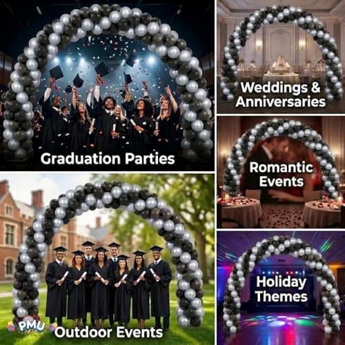 PMU DIY Professional Balloon Arch Deluxe Kit (Black and Silver) Balloon Garland for Party Decoration, Decoration Kit for Birthday Party, Wedding, Graduation, Baby Shower (41687-61646) Pkg/1 - Image 7