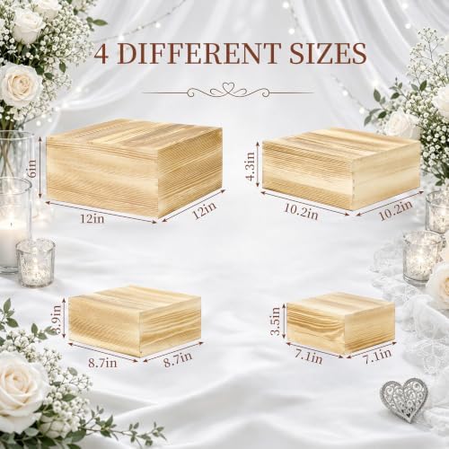 4 Pack Wooden Buffet Risers Cupcake Stand Buffet Display with Mini Signs - Image 2