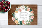 Andaz Press Custom Personalized Disposable Paper Placemats, 12 x 18 Inch, Set of 25, You Make This Moment Unforgetable Wood and Peach Floral, Tableware, Table Setting for Wedding, Bridal Shower - Image 4