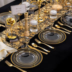 WELLIFE Clear Plates with Gold Trim, 600-Piece Plastic Dinnerware Set - Image 5