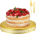 Wenqik Gold Metal Cake Stand 18 Inch with Cutting & Spatula by Wenqik