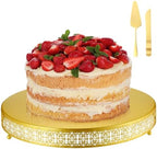 Wenqik Gold Metal Cake Stand 18 Inch with Cutting & Spatula by Wenqik