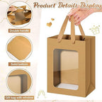 Zhanmai 36 Pcs Kraft Paper Gift Bags with Clear Window Handles, Brown - Image 3