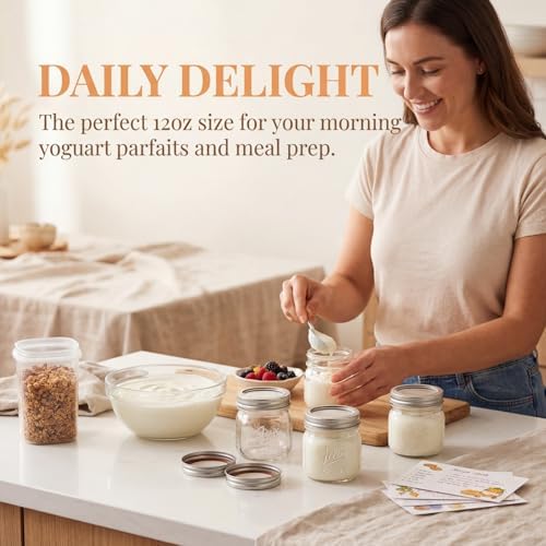 Lyellfe 12 Pack Wide Mouth Mason Jars, 12 Oz Airtight Glass Canning Jar - Image 3