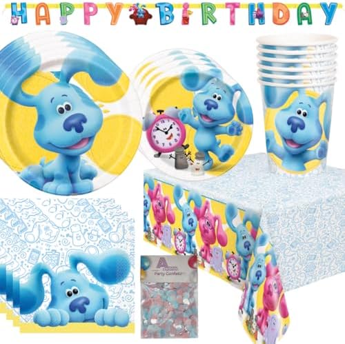 Blues Clues Party Supplies: Birthday Decorations, Plates, Cups, and Tableware for 16 Guests - Perfect for Birthday Party or Baby Shower by Unique
