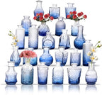 Glass Bud Vase Set of 24, Small Flower Vases, Glass Vases for Centerpieces, Vintage Home Table Decorations Bud Vases (24 Pcs, Blue) by BJONKZ