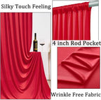 50ft x 10ft Wrinkle Free Red Backdrop Curtains for Parties, 10 Panels 5x10ft Silky Polyester Photo Backdrop Drapes for Christmas Weddings Birthday Party Photography Background Decor - Image 2