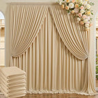 30ft x 10ft Wrinkle Free Beige Backdrop Curtains for Parties Weddings, 6 Panels 5×10ft Soft Silk Polyester Photo Backdrop Drapes for Birthday Baby Shower Baptism Photo Photography Background Cloth by ENJOYYOURPARTY