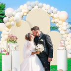 Gawicpy Wedding Arch Backdrop Stand Set Metal Arch Backdrop Stand with Wedding Arch Cover, Wedding Balloon Arch Backdrop Stand for Birthday, Baby Shower, Anniversary (Beige, 4FT+5FT+6FT) - Image 5