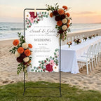 Garvee Wedding Welcome Sign Stand, 50/68 in Adjustable Metal Wedding Sigh Holder with 4 Faux Leather Straps, Hanging Sign Stand for Display Party Baby Shower, Black - Image 3