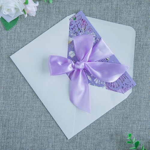20 PCS 5.12x7.2 Butterfly Personalized Quinceanera Invitation, Customized XV Anos Laser Cut Invitation Cards with Envelopes (Violet Personalized) - Image 5