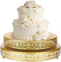 Wenqik 2 Pcs Gold Metal Cake Stand, 14" 16" Large Round Cupcake Stand by Wenqik