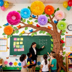 Serwalin 8 Pcs 31.5*24*20" Colorful Giant Paper Flowers Decoration for Wall - Image 3