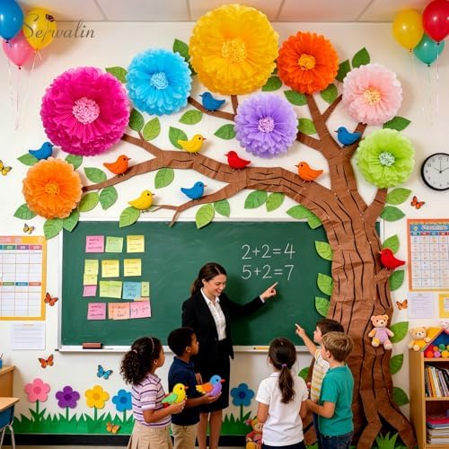 Serwalin 8 Pcs 31.5*24*20" Colorful Giant Paper Flowers Decoration for Wall - Image 3