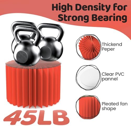 HeiMma 4 Pack Buffet Risers, Foldable Accordion Food Display Risers with Acrylic Disc, Dessert Table Display Set, Cardboard Paper Cupcake Cake Stand for Party Cylinder Stands for Parties Drink Collectibles Jewelry Figures, Multi-height, Red - Image 4