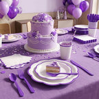 350 Pcs Deep Purple Rim Paper Plates and Napkins Party Supplies - Image 5