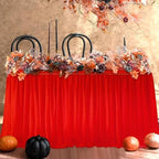 NSSONBEN 167inch Red Tulle Table Skirt for Rectangle Tables 6/8ft, 2-Layer Ruffle Tulle Tutu Red Cloth Table Desk Skirts 14ft for Chrismas Birthday Party Baby Shower Cake Dessert Tables(No Top Cover) - Image 7