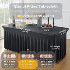 2 Pack Black Spandex Table Covers for 6 Foot Rectangle Tables, Wrinkle Free Fitted Tablecloths 6ft Stretch Table Clothes with Skirt for Parties Weddings Birthday Banquet Baby Shower - Image 5