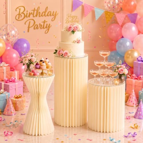 Cylinder Stands for Party 3Pcs Cake Pedestal Stand with Acrylic Discs - Image 7
