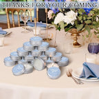 MTLEE 50 Pcs Blue Floral Thank You Candles Baby Shower Wedding Favors - Image 3
