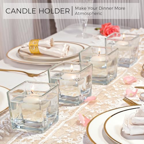 CONNOO 12 Pack 3" x 3" x 3" Clear Square Glass Vase for Centerpieces - Image 4