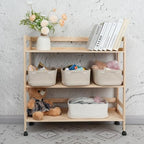 XUANGUO Small Woven Storage Baskets for Shelves, 13" x 9" x 5", Oatmeal - Image 4