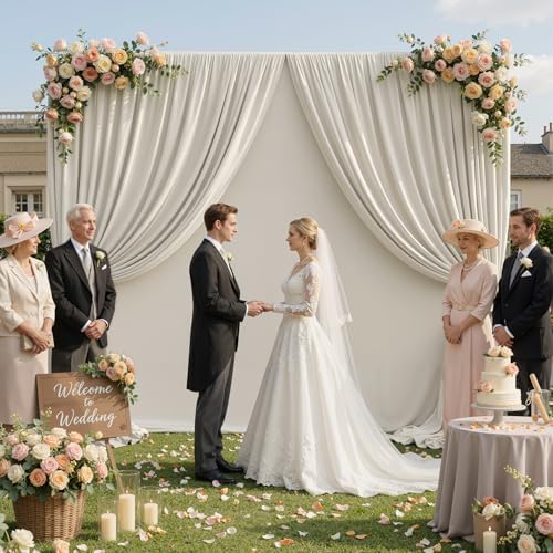 30×10ft Beige Backdrop Curtain for Weeding Parties, Wrinkle-Free Fabric Drape for Baby Shower, Birthday Party Decorations, Photography Photo Booth Background, 3 Panels 10×10ft, with Rod Pocket by CO-AVE