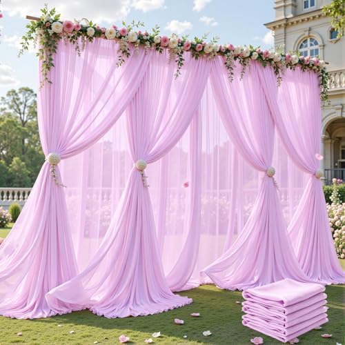 30ft×10ft Wrinkle Free Light Purple Backdrop Curtain Drapes, 6 Panels 5ftx10ft Sheer Tulle Chiffon Backdrop Panels Curtains for Wedding Baby Shower Birthday Party Stage Photo Home Decorations by Unknown