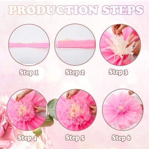Giegxin 6 Pcs 31.5" 24" Giant Pink White Paper Flower Little Princess Decor - Image 4