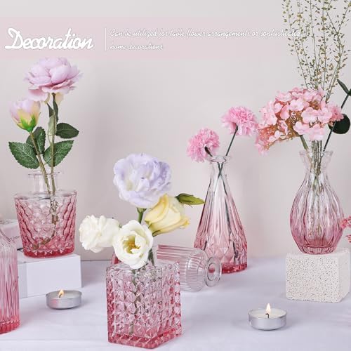 TBWIND Pink Glass Bud Vase Set of 24, Small Flower Vases - Image 2