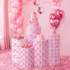 HunnmingRe 5 Pcs Pink Bow Cylinder Pedestal Stand Covers Flexible Cylinder Stand Covers for Girly Party Backdrop Baby Shower Birthday Wedding Dessert Tables Decor Party Display Decor - Image 6