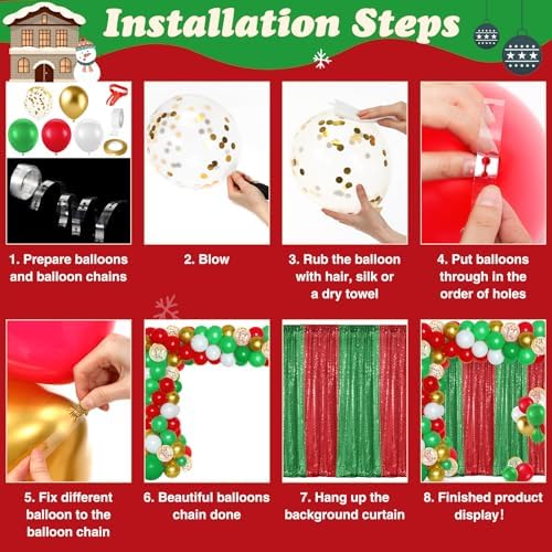 SmoothNovelty 137 Pcs Red White Blue Balloons Arch Kit Backdrop Red Green - Image 4