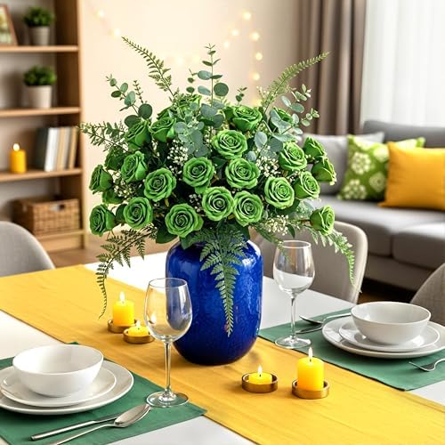 Auihiay 60PCS Green Roses Artificial Flowers, Fake Roses - Image 7