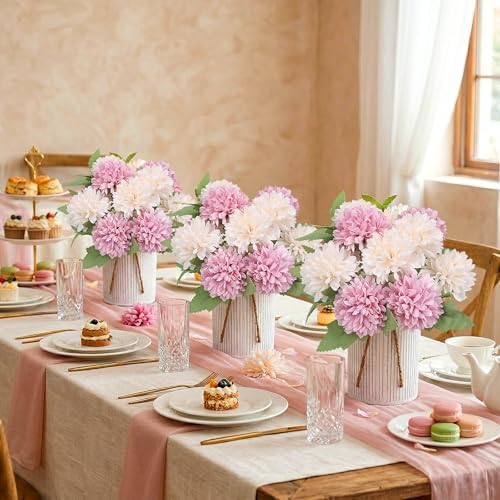 6 Set Pre-Made Flower Table Centerpieces - Dusty Pink & Champagne - Image 4