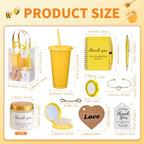 56Pcs Baby Shower Prizes for Game Winners Baby Shower Favors Gifts including Plastic Tumbler Notebook Scented Candles Ballpoint Pen Mirrors with Hair Brushes Bracelet Gift Bag (Yellow) - Image 3