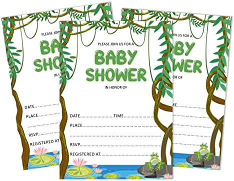 Pack of 30, Boy/Girl Baby Shower Party Collection, Baby Shower Invitation Cards, Fill in the Blank Invites WIth Envelopes, Jungle Theme Party Supplies - Image 6